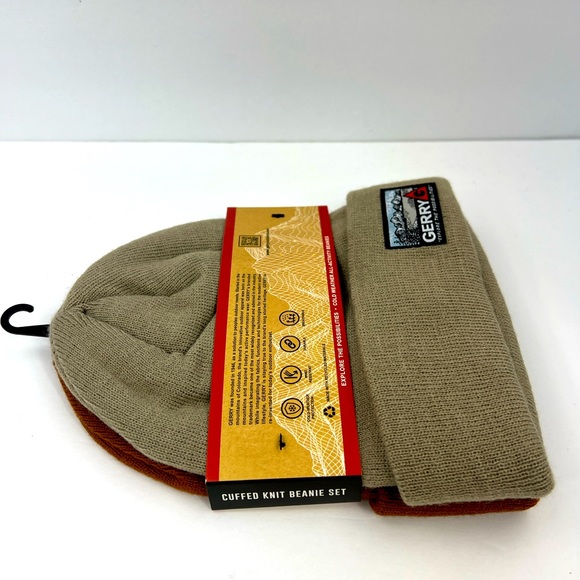 GERRY, CUFFED KNOT BEANIE SET, ONE SIZE FITS ALL, UNISEX, GREY AND BEIGE COLORS - Picture 7 of 11